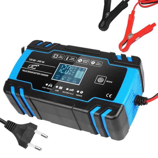Automatická nabíjačka, mikroprocesorový usmerňovač LTC 12V 8A - 24V 4A modrý
