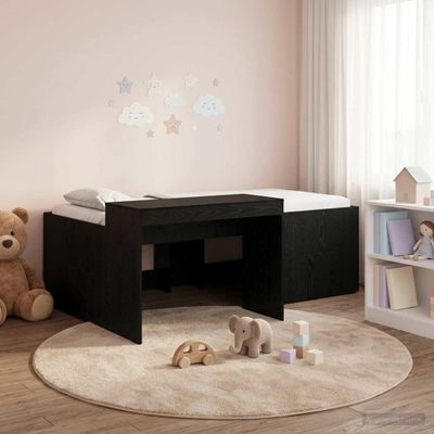 vidaXL Detská vysoká posteľ s pultom Čierna 80 x 200 cm