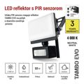 LED reflektor TAMBO EVO so senzorom pohybu, 10 W, 1000 lm, IP65, čierny