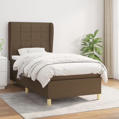 vidaXL Posteľný rám boxsping s matracom hnedý 90x200 cm látka