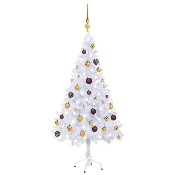 vidaXL Osvetlený umelý vianočný stromček+gule 120 cm, 230 vetvičiek