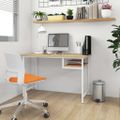 vidaXL Počítačový stôl, biely a svetlý dub 105x55x72 cm, MDF a kov