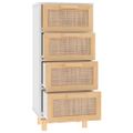 vidaXL Komoda biela 40x30x90 cm masívna borovica a prírodný ratan