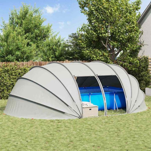 vidaXL Dómový stan na bazén Sivá 640 x 432 x 205 cm