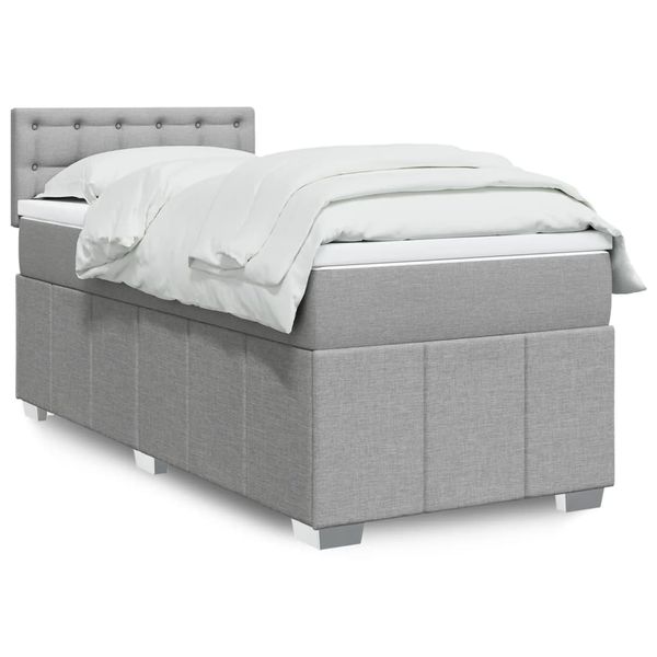 vidaXL Posteľný rám boxsping s matracom bledosivý 90x190 cm látka