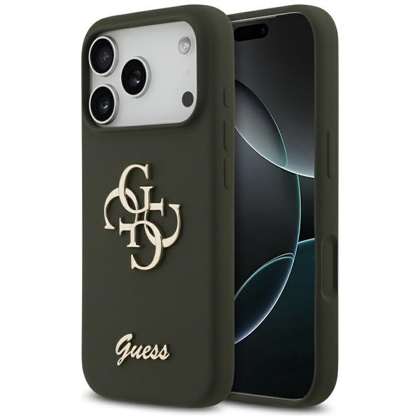 Puzdro Guess Silicone Big 4G Script pre iPhone 17 Pro Max khaki