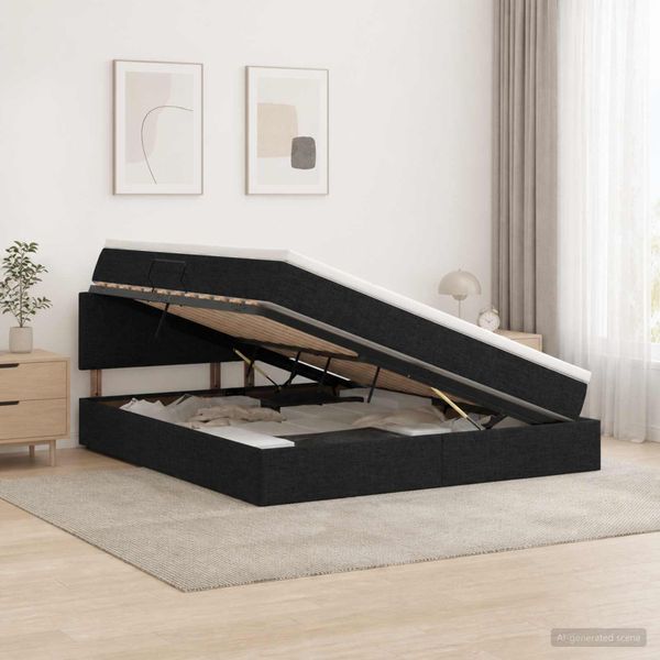 vidaXL Postel s úložným prostorem a matrací Čierna 180 x 200 cm Zamat
