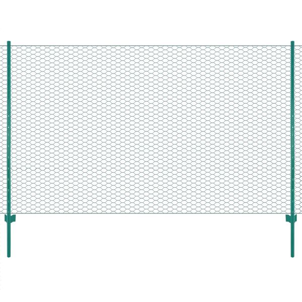 vidaXL Drôtené pletivo so stĺpikmi zelené 25x2 m oceľové