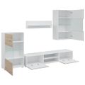 vidaXL 5-dielne TV skrinky s LED osvetlením, dub sonoma, intenzívne drevo