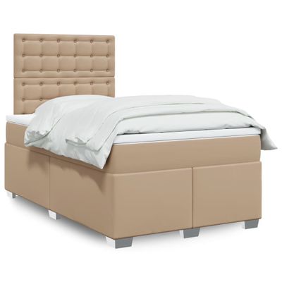 vidaXL Boxspring posteľ+matrac, kapučínová 120x190cm, umelá koža
