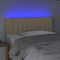 vidaXL Čelo postele s LED krémové 100x5x78/88 cm látka