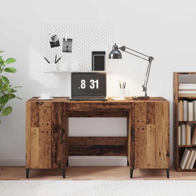 vidaXL Stôl s úložiskom Staré drevo 140 x 50 x 75 cm Kompozitné drevo