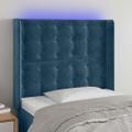 vidaXL Čelo postele s LED tmavomodré 103x16x118/128 cm zamat