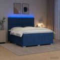 vidaXL LED boxspring posteľ s matracom Modrá 200 x 200 cm Látka