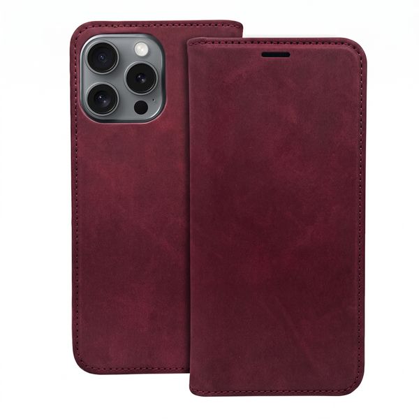 Smart Suede case for iPhone 15 6,1" maroon