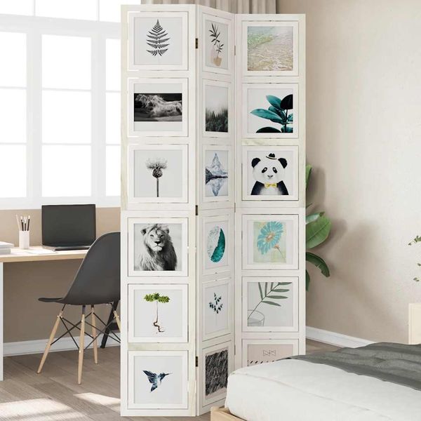 vidaXL Paraván 3 panely biely masívne drevo paulovnie