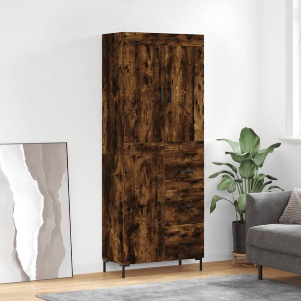 vidaXL Vysoká skrinka dymový dub 69,5x34x180 cm spracované drevo