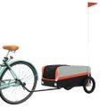vidaXL Vozík za bicykel, čierno oranžový 30 kg, železo