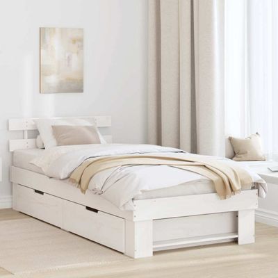 vidaXL Rám postele Biela 80 x 200 cm Masívne borovicové drevo