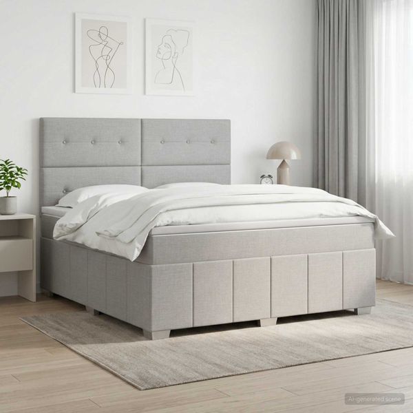 vidaXL Posteľ boxspring s matracom Svetlosivá 140 x 190 cm Látka
