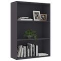 vidaXL Knižnica s 3 policami, sivá 80x30x114 cm, drevotrieska