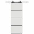 vidaXL Posuvné dvere s kovaním čierne 76x205 cm ESG sklo