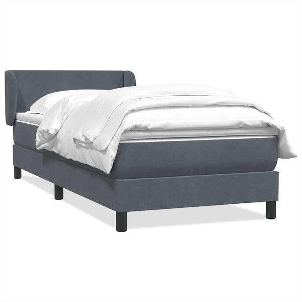 vidaXL Posteľný rám boxspring s matracom tmavosivý 90x210 cm zamat