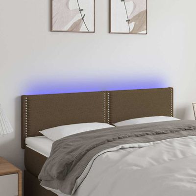 vidaXL Čelo postele s LED tmavohendé 144x5x78/88 cm látka