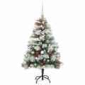 vidaXL Umelý vianočný stromček Zelená a biela 150 cm PVC, kov a plast
