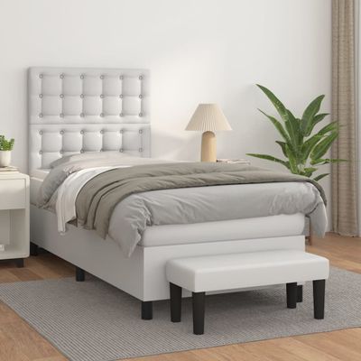 vidaXL Boxspring posteľ s matracom biela 80x200 cm umelá koža