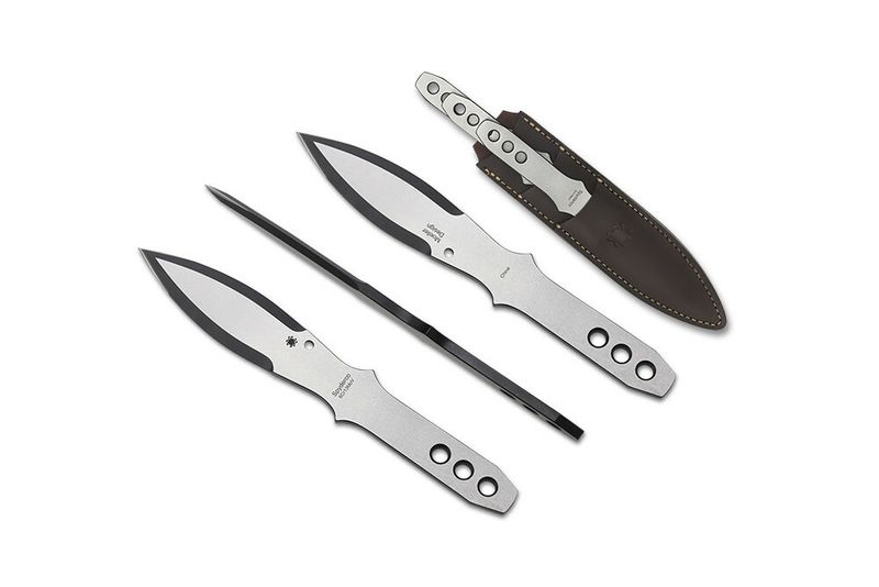 Spyderco TK01SM SpyderThrowers malé vrhacie nože, 3ks, kožené puzdro