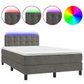 vidaXL Posteľ boxsping s matracom a LED tmavosivá 120x200 cm zamat