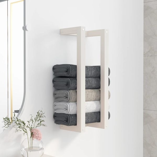 vidaXL Stojan na uteráky biely 23x18x60 cm masívna borovica
