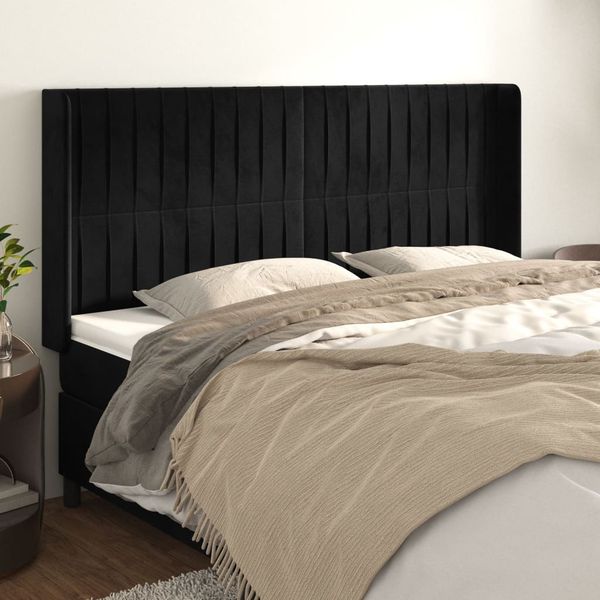 vidaXL Čelo postele so záhybmi čierne 163x16x118/128 cm zamat