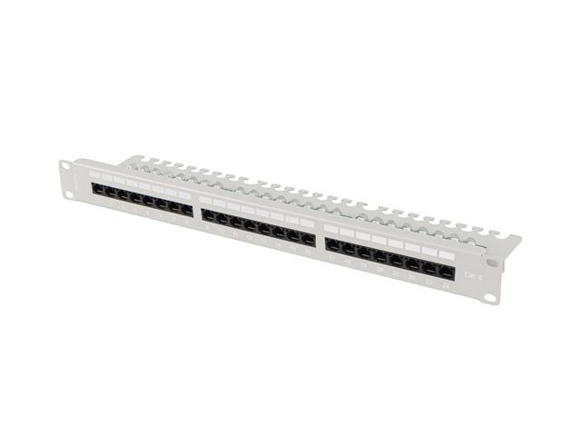 LANBERG PATCH PANEL 24 PORTOV 1U 19'' CAT.6 UTP S POLICIOU ŠEDÝ