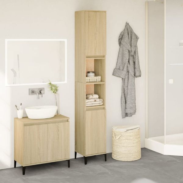vidaXL Skrinka do kúpeľne dub sonoma 30x30x190 cm spracované drevo