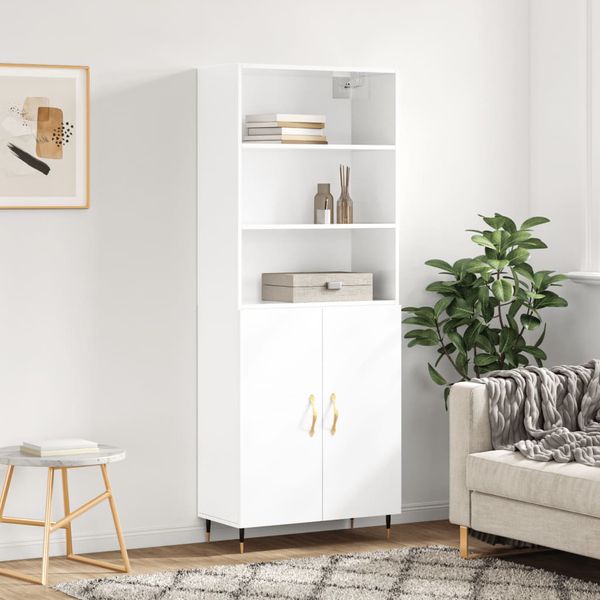 vidaXL Vysoká skrinka lesklá biela 69,5x34x180 cm spracované drevo