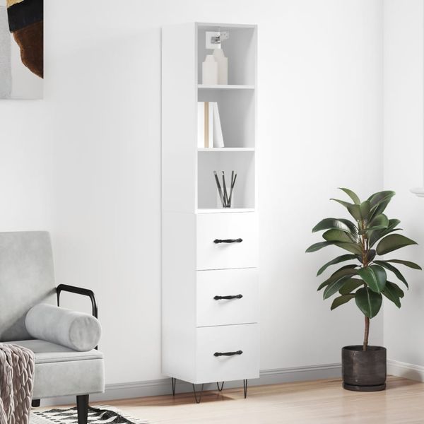 vidaXL Vysoká skrinka biela 34,5x34x180 cm spracované drevo