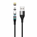 Setty USB magnetický kábel 1m 2A nylon čierny
