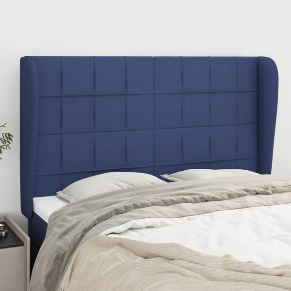 vidaXL Čelo postele so záhybmi modrý 147x23x118/128 cm látka