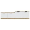 vidaXL TV stolík biely a sonoma 158,5x36x45 cm spracované drevo