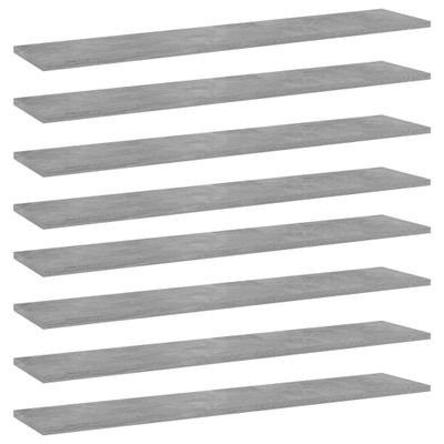 vidaXL Prídavné police 8 ks, betónovo sivé 100x20x1,5 cm, drevotrieska
