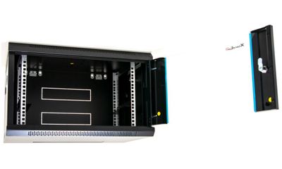 XtendLan 6U/600x450, na zeď, jednodílný, skleněné dveře Rozvadec, 19", na stenu, jednodílný, výška 6U, 600 x 450, sklenené dvere, kourové sklo, nosnost 60kg, cerný