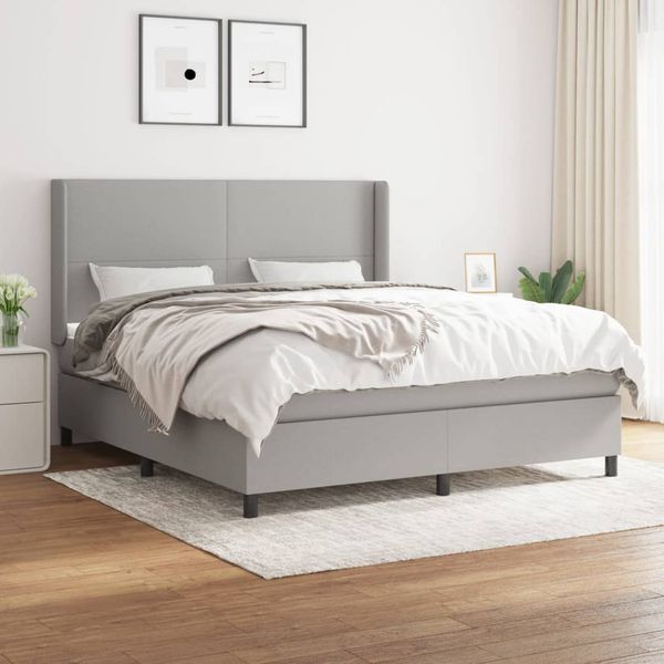 vidaXL Boxspring posteľ s matracom svetlosivá 100x200 cm látka