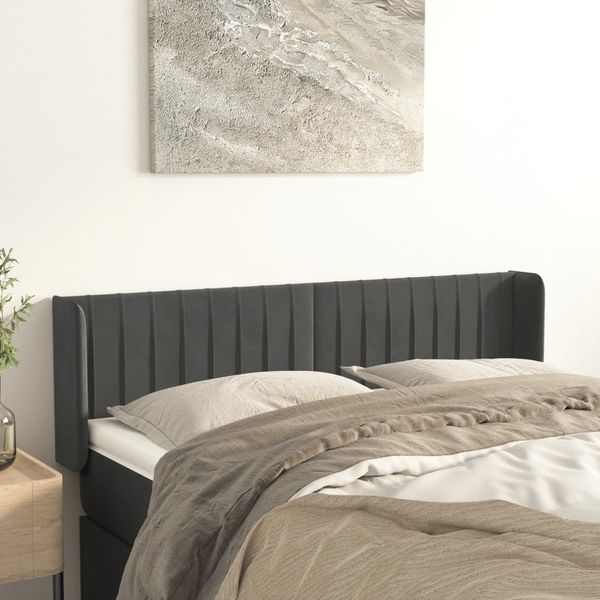 vidaXL Čelo postele so záhybmi tmavosivé 147x16x78/88 cm zamat