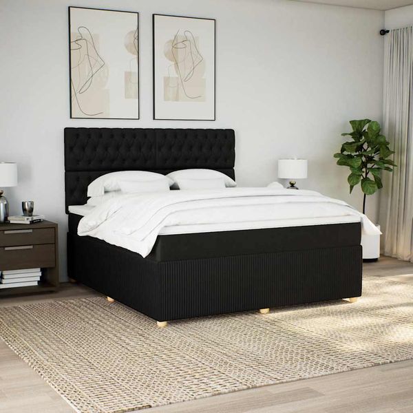 vidaXL Posteľný rám boxspring s matracom čierny 180x200 cm látka