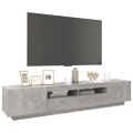 vidaXL TV skrinka s LED svetlami betónovo-sivá 200x35x40 cm