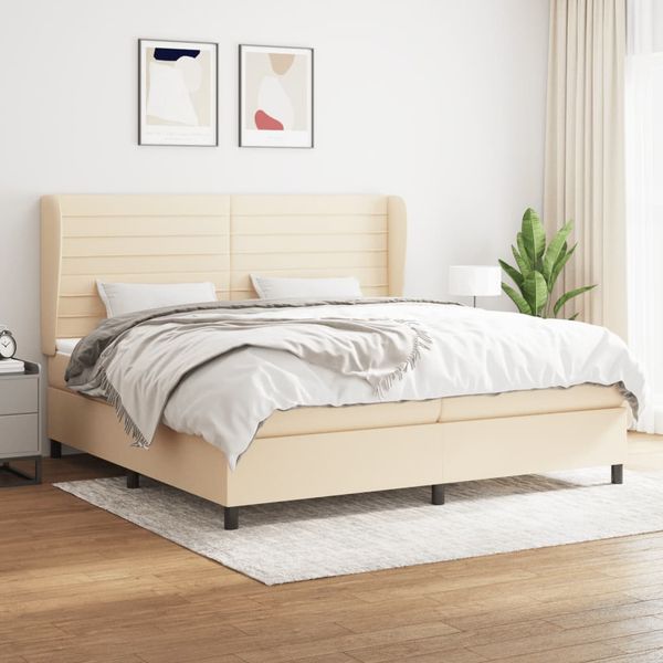 vidaXL Boxspring posteľ s matracom krémová 200x200 cm látka