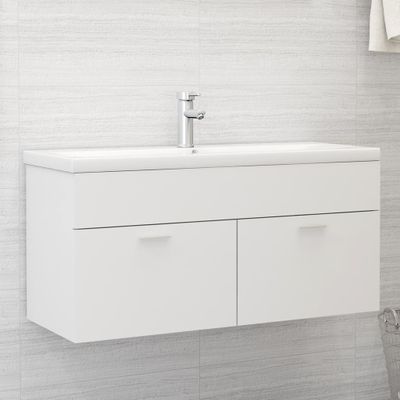 vidaXL Skrinka pod umývadlo, biela 100x38,5x46 cm, kompozitné drevo