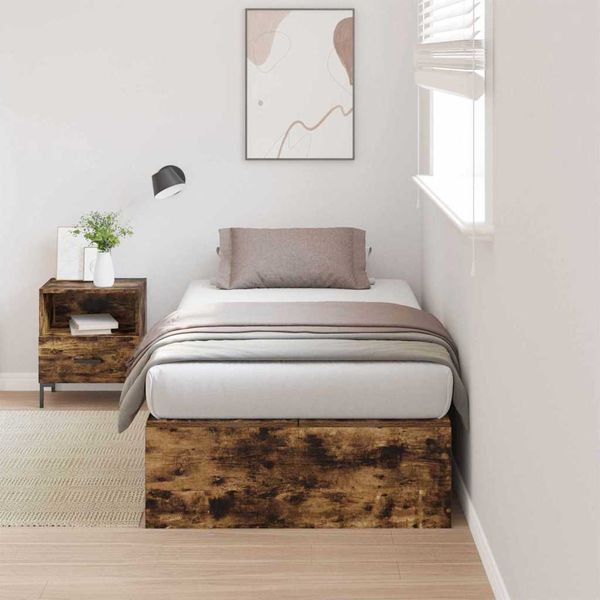 vidaXL Rám postele s úložným prostorem Dymová dub 100 x 200 cm